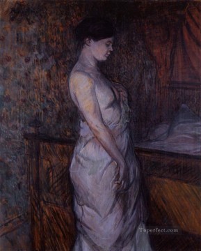  1899 canvas - woman in a chemise standing by a bed madame poupoule 1899 Toulouse Lautrec Henri de